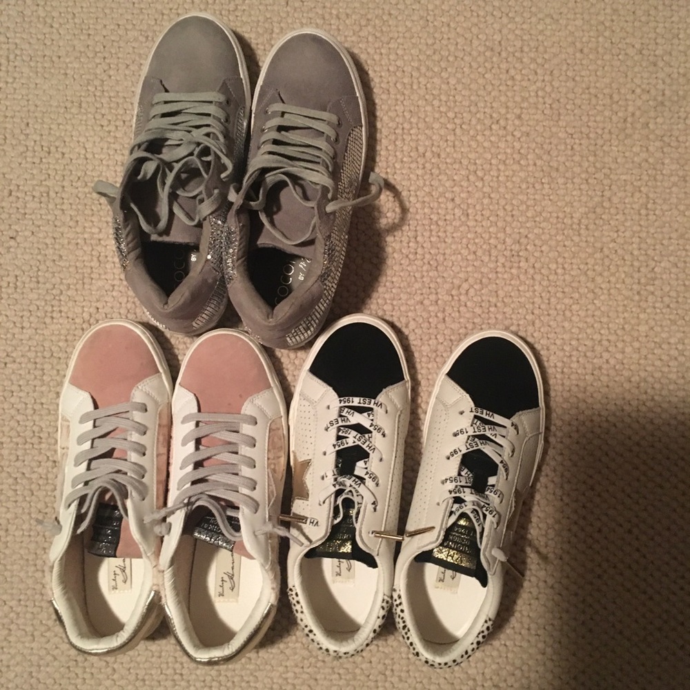 Lot of 3 pairs of women size 9 “dirty” sneakers. Barely worn - in great shape